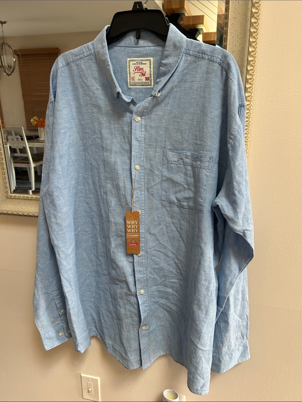 Men's Light Blue Button-Down Casual Shirt by Denim&Rivets linen shirt